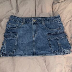 Garage Blue Denim Cargo Skirt